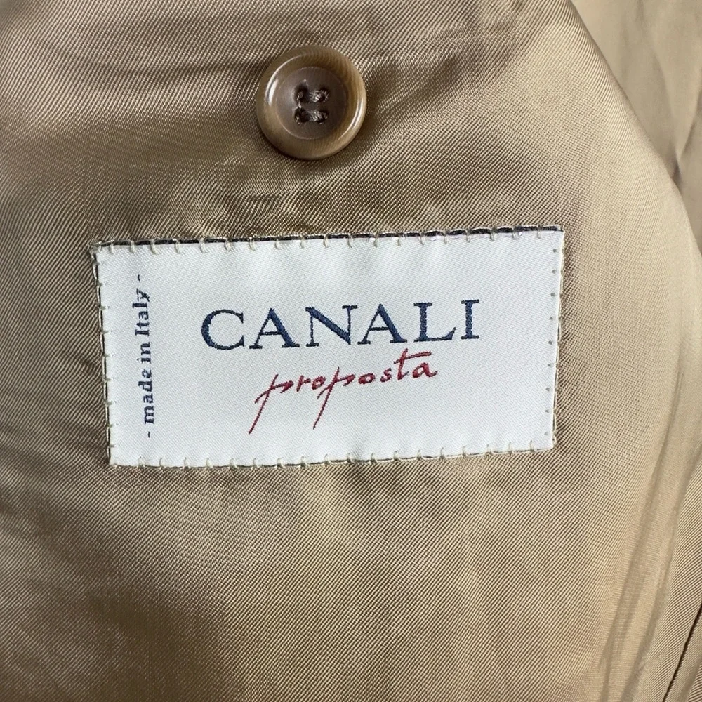 Canali Proposta Blazer Men 48R Brown Silk Wool Plaid 2 Button Career Suit Jacket